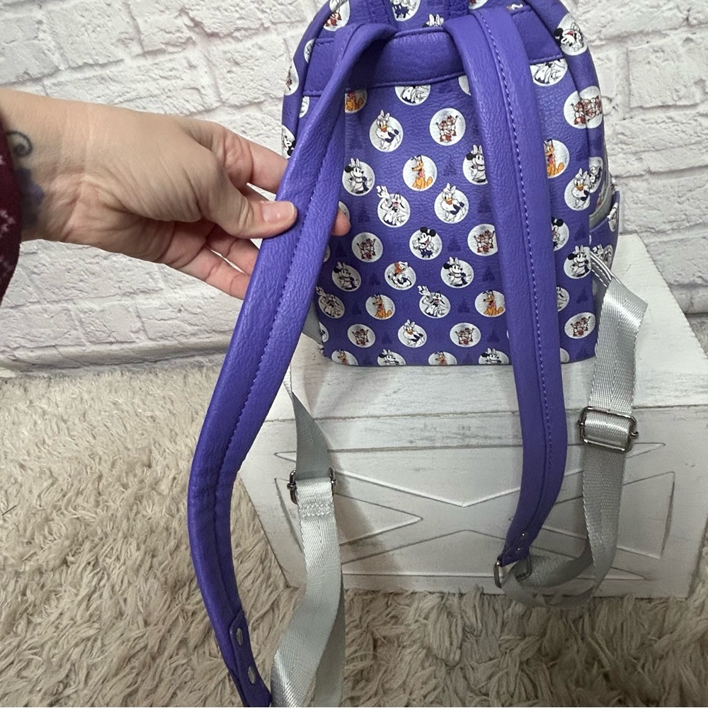 Loungefly Disney 100 Purple Mini Backpack with Character Print - Picture 10 of 16